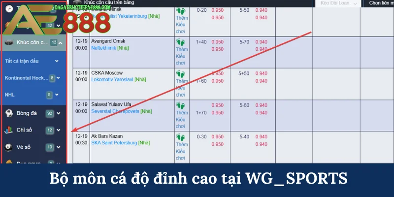 Bộ môn cá độ đỉnh cao tại WG_SPORTS